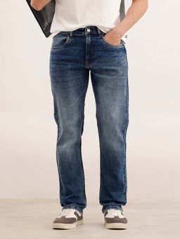 WROGN - Men Blue Faded Straight Fit Denim Jeans