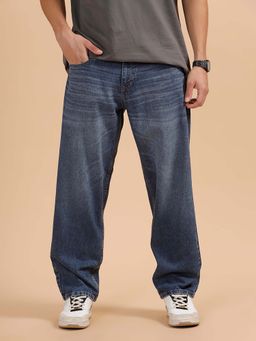 WROGN - Men Blue Heavy Fade Loose Fit Jeans