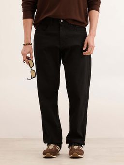 WROGN - Men Black Relaxed Fit Solid Denim Jeans