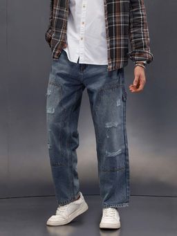 WROGN - Men Blue Solid Heavy Fade Loose Fit Jeans