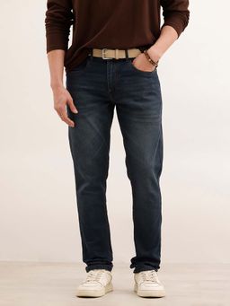 WROGN - Men Navy Blue Slim Fit Faded Denim Jeans