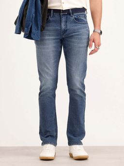 WROGN - Men Blue Straight Fit Faded Denim Jeans