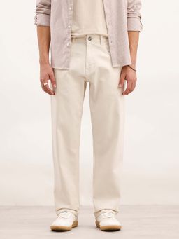 WROGN - Men Off White Loose Fit Solid Denim Jeans