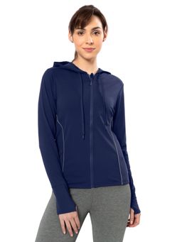 Amante - Blue Full Sleeve Flaunt Hoodie Jacket
