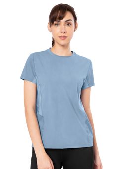 Amante - Blue Short Sleeve Round Neck Flaunt T-shirt