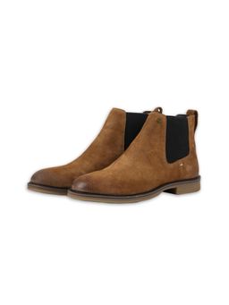 EZOK - Tan Slip On Leather Chelsea Boots for Men