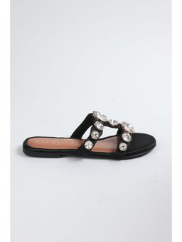 ELVIRAA - Black Stone Studded Flats