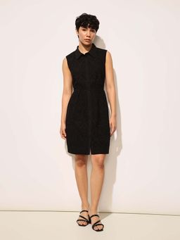 ONLY - Black Schiffli Sleeveless Shirt Dress