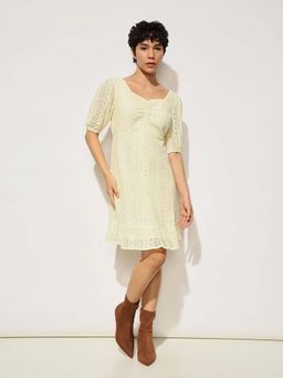 ONLY - Pale Yellow Lace Dress