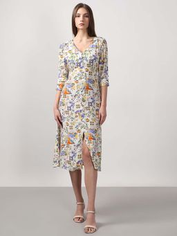 VERO MODA - Off-White Printed Midi Dress