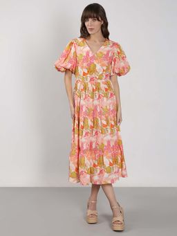 VERO MODA - Multi-Colour Floral Cotton Midi Dress
