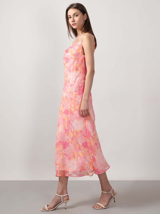 pink waterfall dress Free People She's a Waterfall - Hot Pink Dress - Floral Maxi