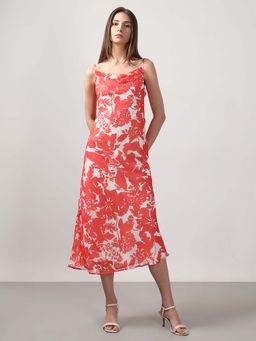VERO MODA - Red Printed Waterfall Dress
