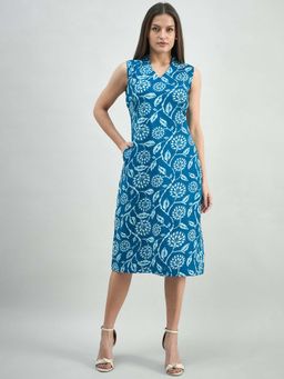 Powersutra - Women's Floral Print Cotton A-Line Dress