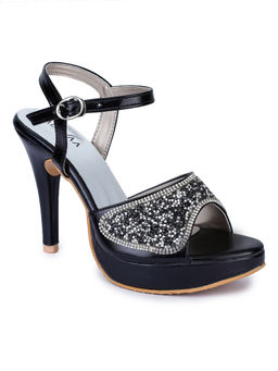 VALIOSAA - Embellished Black Peep Toes