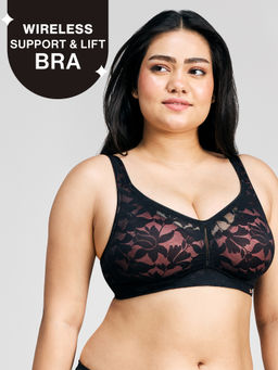 Nykd by Nykaa - Shape & Sculpt TRUE Support Non Padded Non Wired Lace Bra NYB341 Black