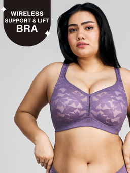 Nykd by Nykaa - Shape & Sculpt TRUE Support Non Padded Non Wired Lace Bra NYB341 Purple