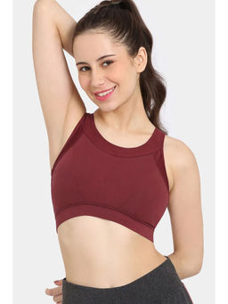 Zivame - Rosaline Easy Movement Sports Bra With Removable Padding - Merlot