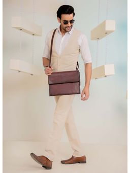 Nelumbo Nucifera - Cassia Handmade Leather Sleeve Brown Laptop Bag