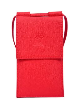 Nelumbo Nucifera - Lysandra Handmade Leather Mobile Holder Pouch - Red