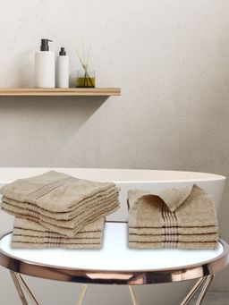 KOPA - Quick Dry 100% Cotton Soft Terry Towel -12Pc Face Towel D'Ross Solid-Taupe