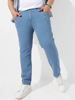 Instafab Plus - Men Classic Blue Light Washed Regular Fit Denim Jeans
