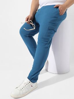 Instafab Plus - Men Solid Blue Regular Fit Trackpants