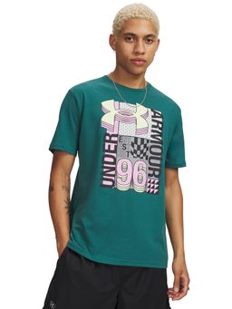 Under Armour - Green Printed Half Sleeves Loose Fit T-Shirt