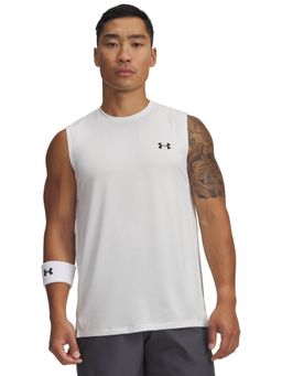 Under Armour - White Solid Sleeveless Loose Fit Tank