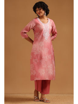 Soch - Pink Floral Embroidered Kurta with Pant