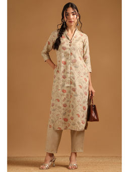Soch - Beige Printed Kurta with Pant
