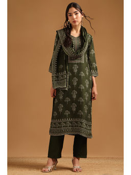 Soch - Green Floral Printed Kurta with Pant and Dupatta