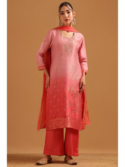 Soch - Pink Ombre Beads Work Kurta with Palazzo and Dupatta