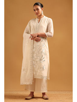 Soch - Off White Floral Embroidered Kurta with Pant and Dupatta