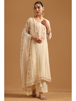 Soch - Cream Floral Printed Kurta with Palazzo and Dupatta