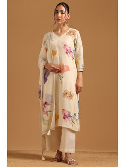 Soch - Cream Floral Printed Kurta with Pant and Dupatta
