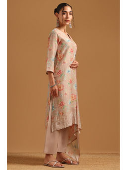 Soch - Peach Floral Printed Kurta with Pant and Dupatta
