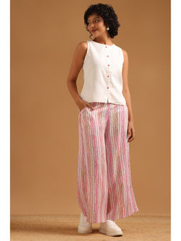 Soch - Off White-Pink Solid Printed Top with Palazzo