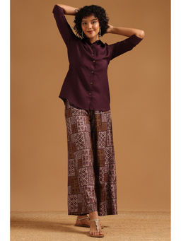 Soch - Wine Solid Printed Shirt with Palazzo