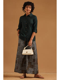 Soch - Green Solid Printed Shirt with Palazzo