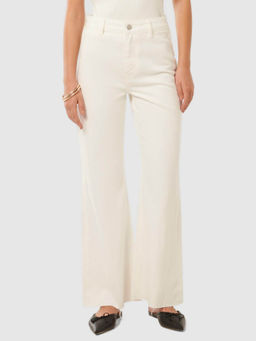 Forever New - White Solid Wide Leg Jeans