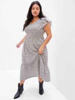 GAP - Women Paisley Print V-Neck White Midi Dress
