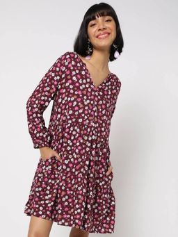 GAP - Women Floral Maroon Mini Dress