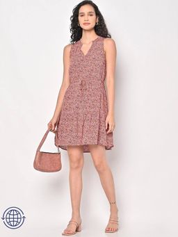 GAP - Women Floral Print V-Neck A-Line Brown Mini Dress
