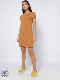 GAP - Women Crew Neck T-Shirt Brown Mini Dress