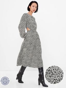 GAP - Women Floral Cut-Out Detail Black Midi Dress