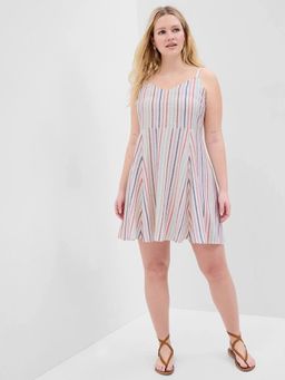 GAP - Women Striped Slim Fit A-Line White Mini Dress
