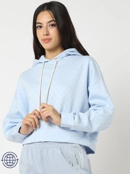 GAP - Women Cotton Blend Blue Graphic Hoodie