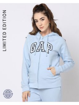 GAP - Women Cotton Blend Blue Graphic Hoodie