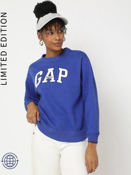 GAP - Women Cotton Blend Blue Graphic Sweatshirt